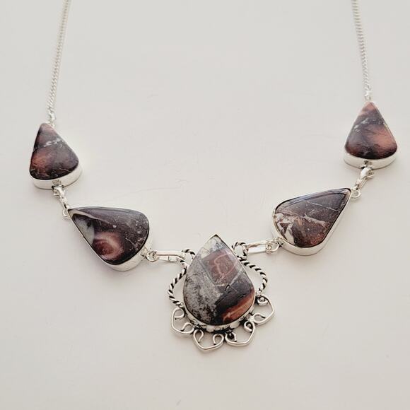 Earthy Jasper Necklace - Sterling Silver Statement Jewelry - Picture 7 of 10